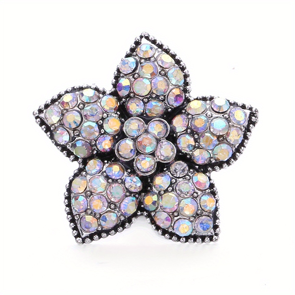 Alloy Flower Button Rhinestone Inlaid Bracelet Bangle
